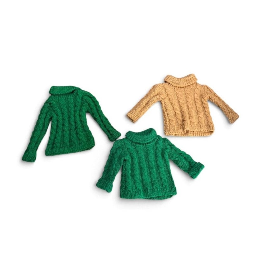 Lot of 3 handmade 18" Doll Cable Knit Sweaters